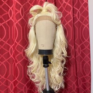 Blonde bombshell synthetic human hybrid wig